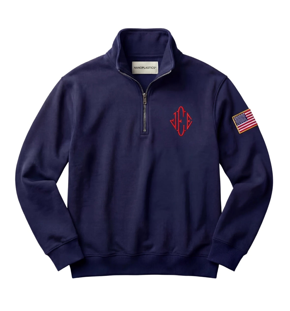 Jeffrey Epstein Quarter Zip Navy Blue Sweatshirt Retro - CALAMIRI.