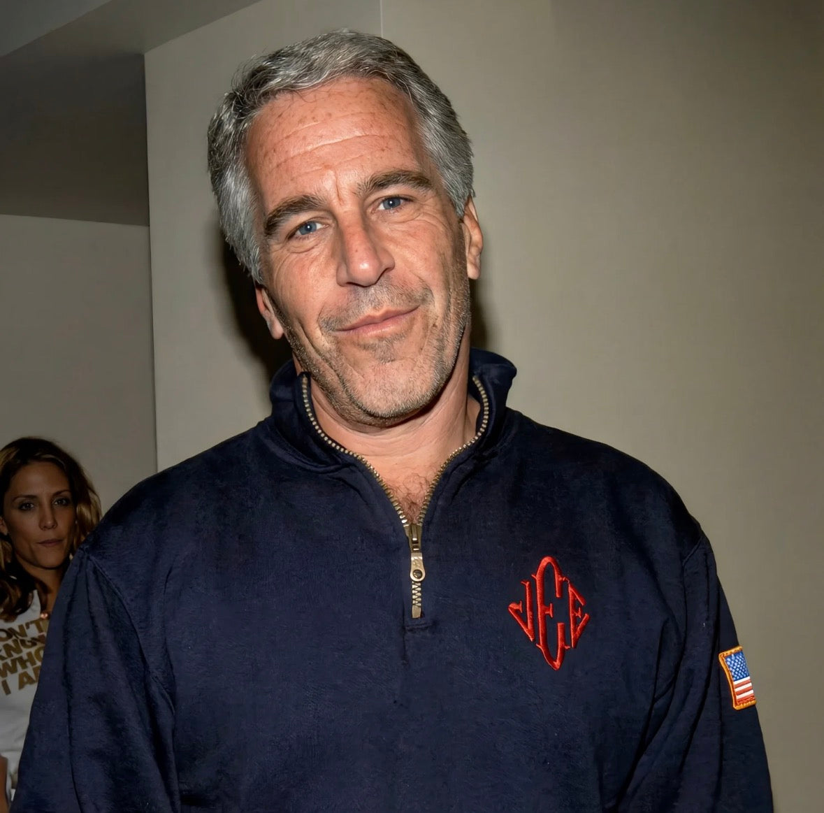 Jeffrey Epstein Quarter Zip Navy Blue Sweatshirt Retro - CALAMIRI.